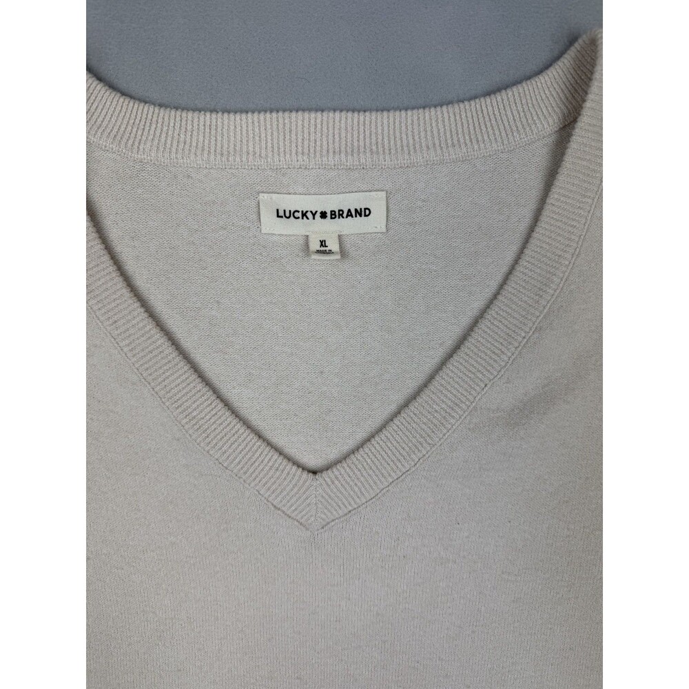 Lucky Brand Women's XL Cream Soft Lightweight Knit Sweater Pullover Long Sleeve - Picture 2 of 9